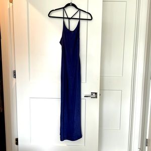 Satin navy maxi tank dress